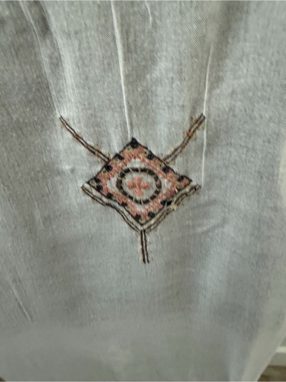 Saks Fifth Avenue White Linen-Look maxi Dress with Multicolor Embroidery - Picture 5 of 10